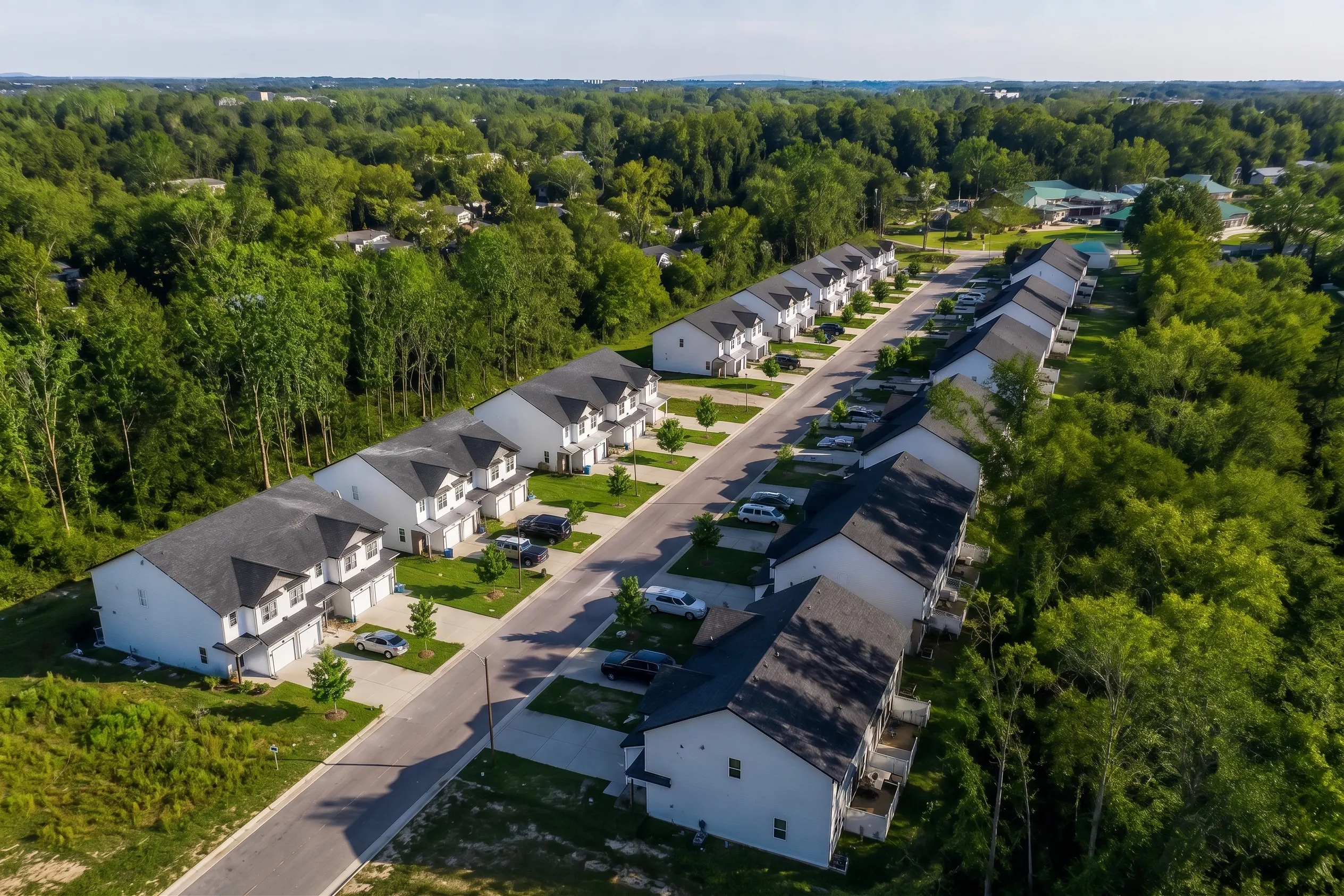 Aerial view of a Legacy Signature Rentals townhome community in Hickory, NC